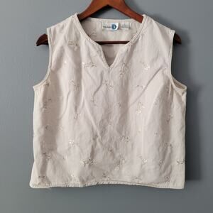 Paul Harris Design Top Size L Floral Embroidery Cottagecore Feminine Classic